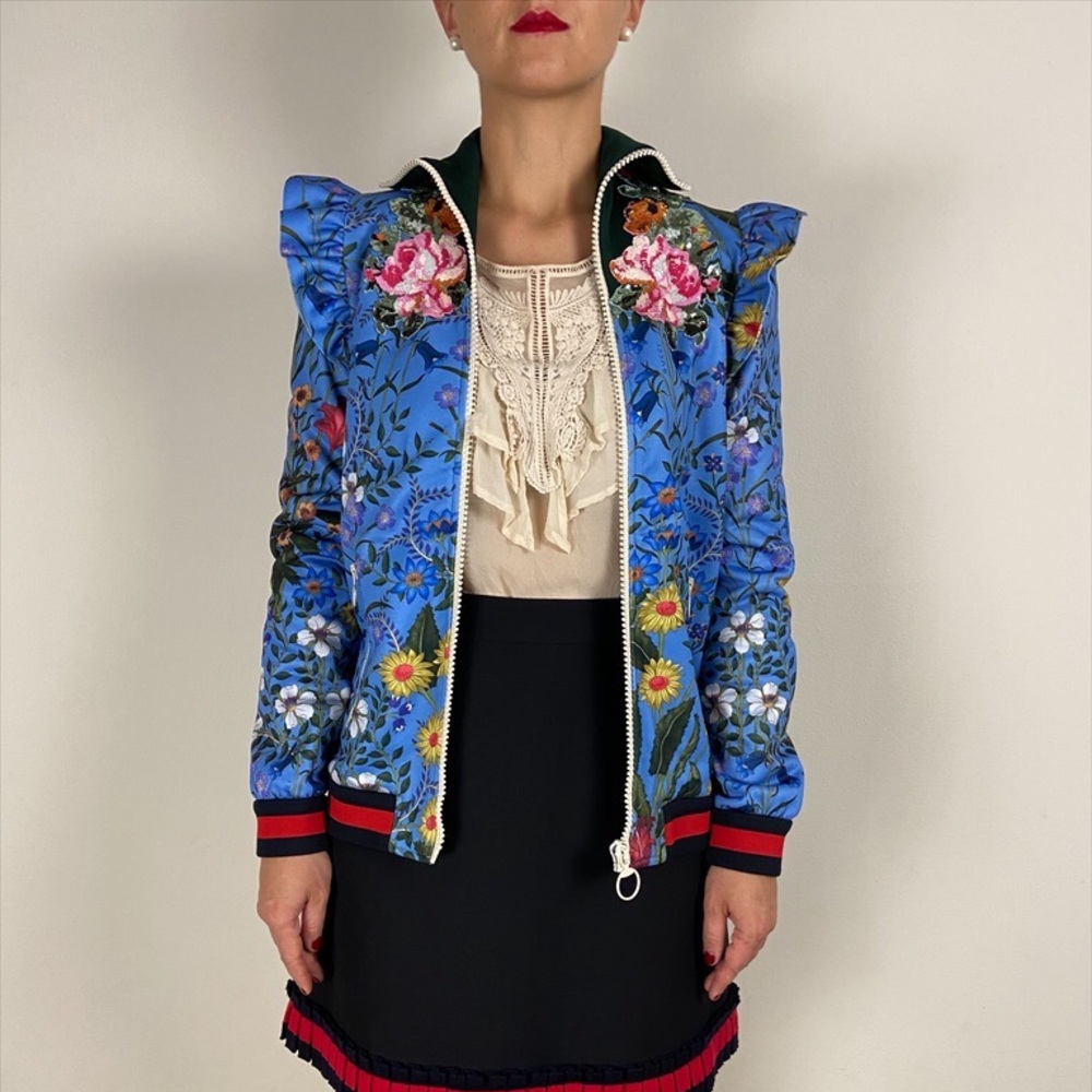 New GUCCI New Flora Sequin Turtleneck Track Jacket - Picture 4 of 9